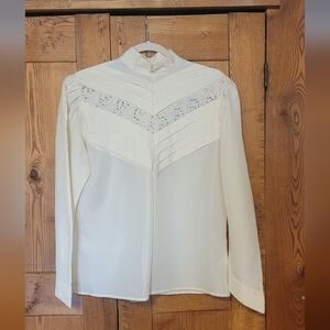 Vintage Ivory Lace Long Sleeve Blouse - Victorian Inspired